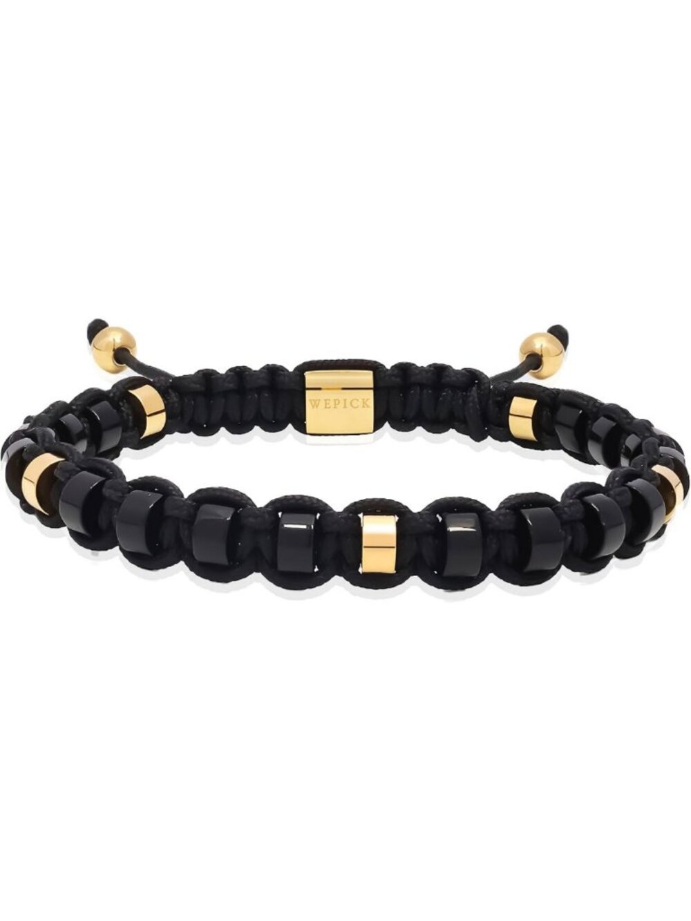 Adjustable 18K Gold Plated Men's Bracelet - Chain Link & Beads Design, Stylish